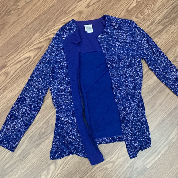 R&M Richards Karen Kwong Button Up Top Sequin Stretch Made In USA Shimmer - Picture 13 of 13